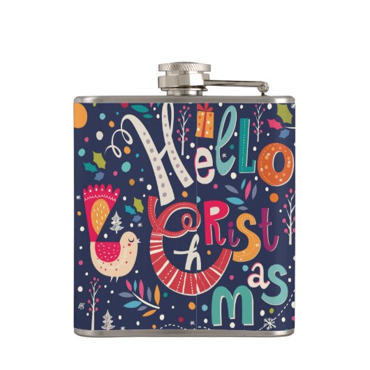 Niedlicher Weihnachts-Retro-Textentwurf Flachmann (Rückseite)