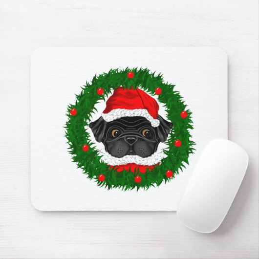 Niedlicher Weihnachts-Schwarzer Mops Weihnachten i Mousepad (Mit Mouse)