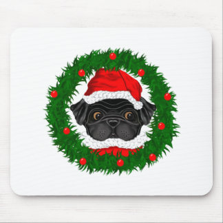 Niedlicher Weihnachts-Schwarzer Mops Weihnachten i Mousepad