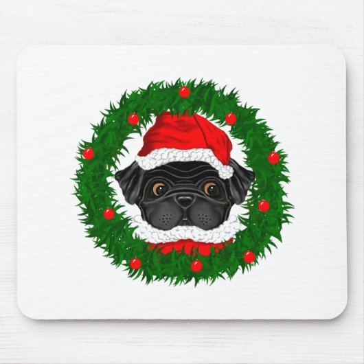 Niedlicher Weihnachts-Schwarzer Mops Weihnachten i Mousepad (Vorne)