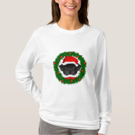 Niedlicher Weihnachts-Schwarzer Mops Weihnachten i T-Shirt