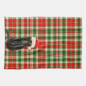 Niedlicher Weihnachts-Schwarzkatzenurlaub Kariert Geschirrtuch (Horizontal)