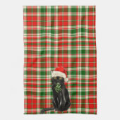 Niedlicher Weihnachts-Schwarzkatzenurlaub Kariert Geschirrtuch (Vertikal)