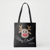 Niedlicher Weihnachts-Spaß Cartoon Rentier Black Tasche (Vorderseite)