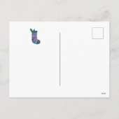 Niedlicher Weihnachts-Strumpf Geometrisches Muster Feiertagspostkarte (Rückseite)