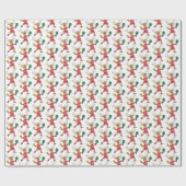 Niedlicher Weihnachts-Weihnachtsmann-Rentier Pickl Geschenkpapier (Flach)