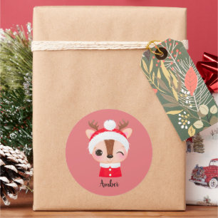 Niedlicher Weihnachts-Weihnachtsmeister Runder Aufkleber