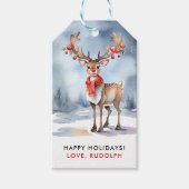 Niedlicher Weihnachts-Winter Rudolph Reindeer Wass Geschenkanhänger (Vorderseite)