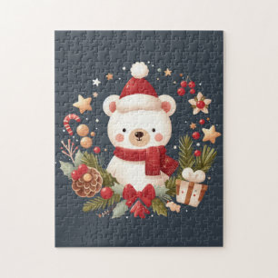 Niedlicher Weihnachts-/Winterbär im Keim Puzzle