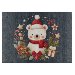 Niedlicher Weihnachts-/Winterbär im Keim Schneidebrett