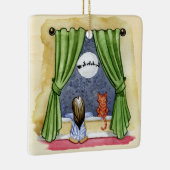 Niedlicher Weihnachtsabend Kind & Kitty Cat Wasser Keramikornament (Rechts)