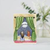 Niedlicher Weihnachtsabend Kind & Kitty Cat Wasser Postkarte (Stehend Vorderseite)