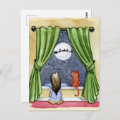 Niedlicher Weihnachtsabend Kind & Kitty Cat Wasser Postkarte (Vorne/Hinten)