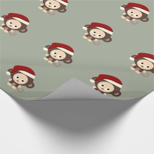 Niedlicher Weihnachtsaffe Geschenkpapier (Ecke)