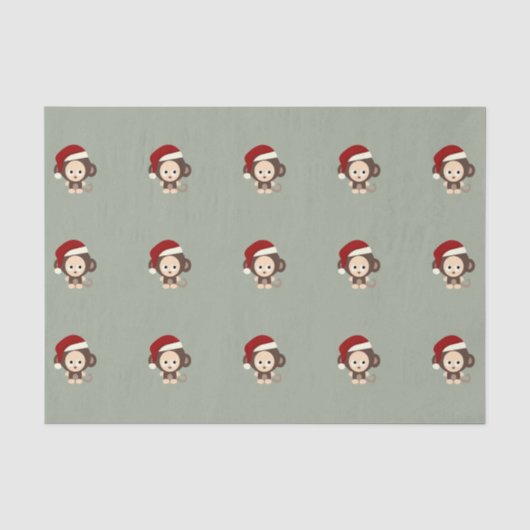 Niedlicher Weihnachtsaffe Seidenpapier (Vorderseite)