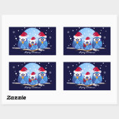 Niedlicher Weihnachtsaufkleber mit Owls Rechteckiger Aufkleber (Blatt)