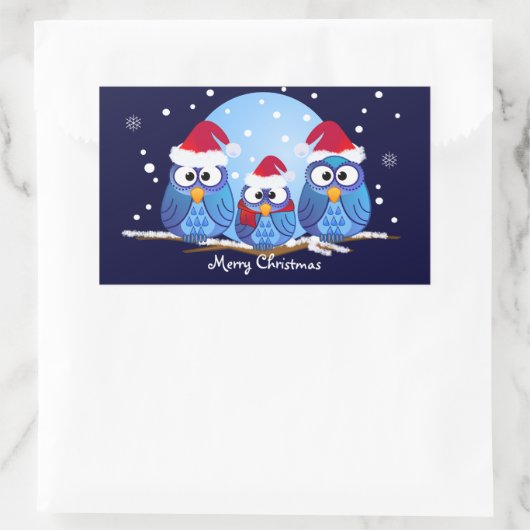 Niedlicher Weihnachtsaufkleber mit Owls Rechteckiger Aufkleber (Tasche)