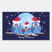 Niedlicher Weihnachtsaufkleber mit Owls Rechteckiger Aufkleber (Vorderseite)