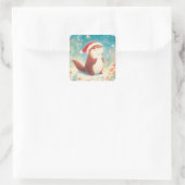 Niedlicher Weihnachtsaufkleber mit Weihnachtsmannm Quadratischer Aufkleber (Tasche)