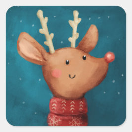 Niedlicher Weihnachtsaufkleber Quadratischer Aufkleber