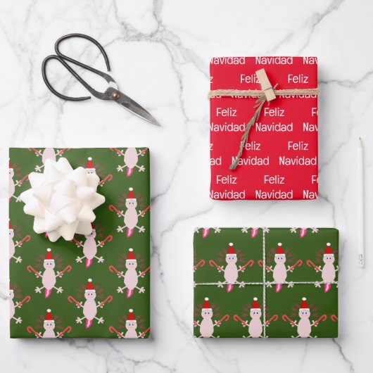 Niedlicher WeihnachtsAxolotl Custom Geschenkpapier Set (Vorderseite)