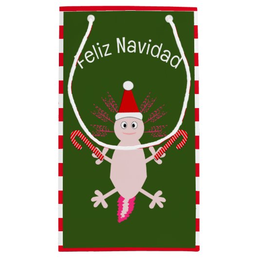 Niedlicher WeihnachtsAxolotl Custom Kleine Geschenktüte (Rückseite)