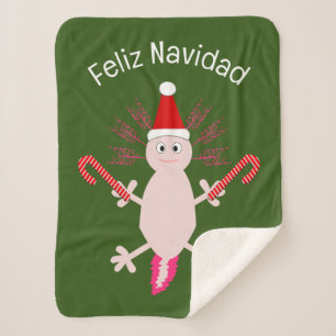 Niedlicher WeihnachtsAxolotl Custom Sherpadecke