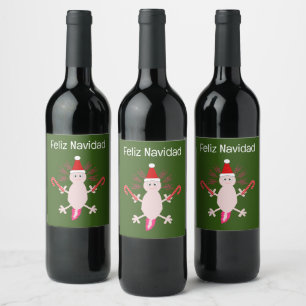Niedlicher WeihnachtsAxolotl Custom Weinetikett