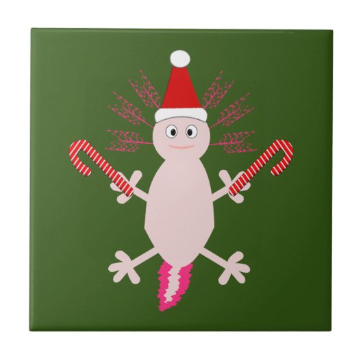 Niedlicher WeihnachtsAxolotl Fliese (Vorderseite)