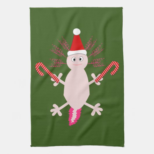Niedlicher WeihnachtsAxolotl Geschirrtuch (Vertikal)