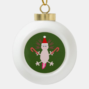 Niedlicher WeihnachtsAxolotl Keramik Kugel-Ornament
