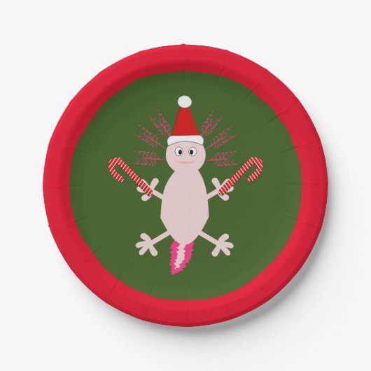 Niedlicher WeihnachtsAxolotl Pappteller (Vorderseite)