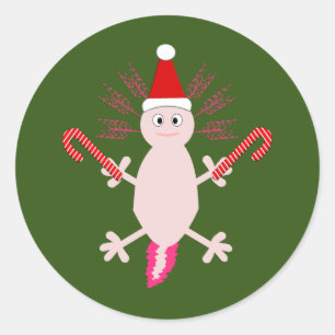 Niedlicher WeihnachtsAxolotl Runder Aufkleber