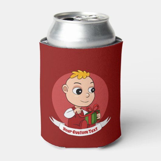 Niedlicher Weihnachtsbaby Cartoon Can Cooler Dosenkühler (Kanne Vorderseite)