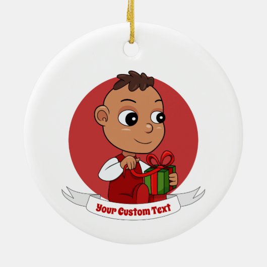 Niedlicher Weihnachtsbaby Cartoon Keramik Ornament (Hinten)