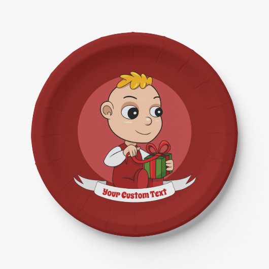 Niedlicher Weihnachtsbaby Cartoon Paper Teller (Vorderseite)