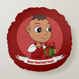 Niedlicher Weihnachtsbaby Cartoon Round Kissen