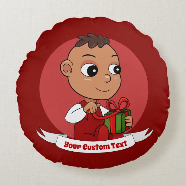 Niedlicher Weihnachtsbaby Cartoon Round Kissen (Vorderseite)