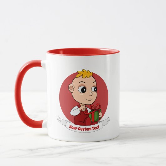 Niedlicher Weihnachtsbaby Cartoon Tasse (Links)