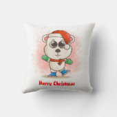 Niedlicher Weihnachtsbaby-Polar-Bär mit Eis-Skaten Kissen (Rückseite)