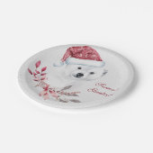 Niedlicher Weihnachtsbaby-Polar-Bär Pappteller (Schrägansicht)