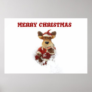 Niedlicher Weihnachtsbär auf dem Schneeplakat Poster