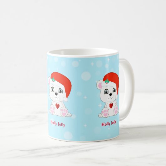 Niedlicher Weihnachtsbär Cartoon auf Light Blue Kaffeetasse (VorderseiteRechts)