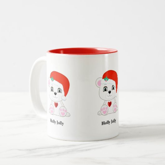 Niedlicher Weihnachtsbär Cartoon Zweifarbige Tasse (Vorderseite Links)
