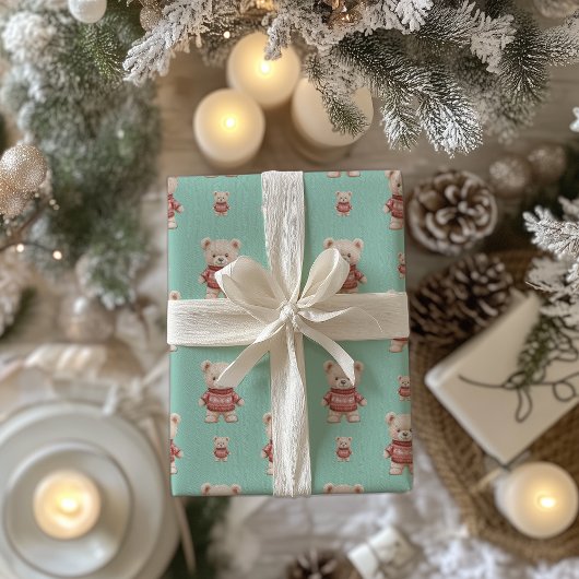Niedlicher Weihnachtsbär Geschenkpapier