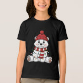 Niedlicher Weihnachtsbär in Lights ummantelt Tri-Blend Shirt (Vorderseite)