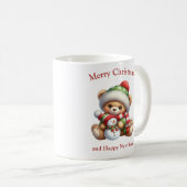 Niedlicher Weihnachtsbär mit Schneemann Kaffeetasse (VorderseiteRechts)