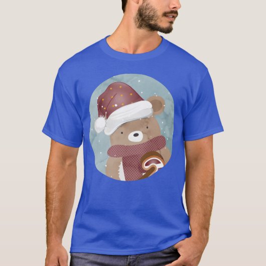 niedlicher Weihnachtsbär mit Weihnachtsgeschenk T-Shirt (Vorderseite)