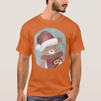 niedlicher Weihnachtsbär mit Weihnachtsgeschenk T-Shirt