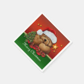 Niedlicher Weihnachtsbär Napkins Serviette (Ecke)